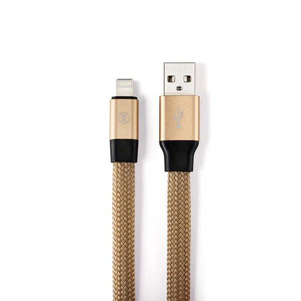 Self coil USB charging cable for iPhone Lightning connector in gold  
