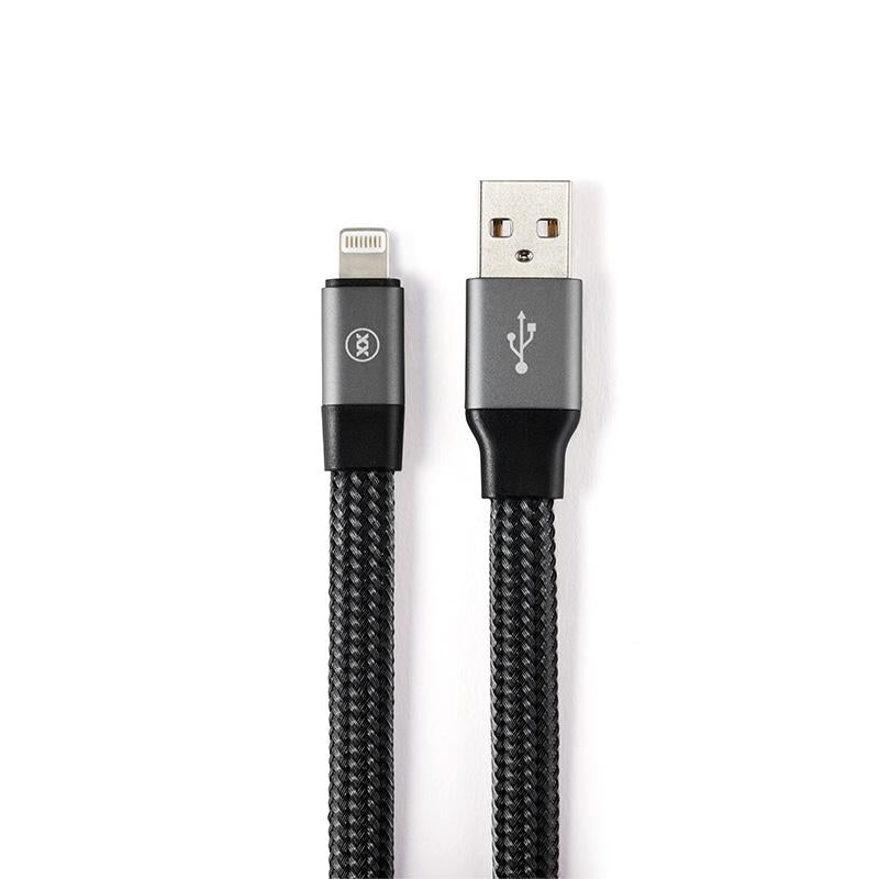 Self coil USB charging cable for iPhone Lightning connector in space grey