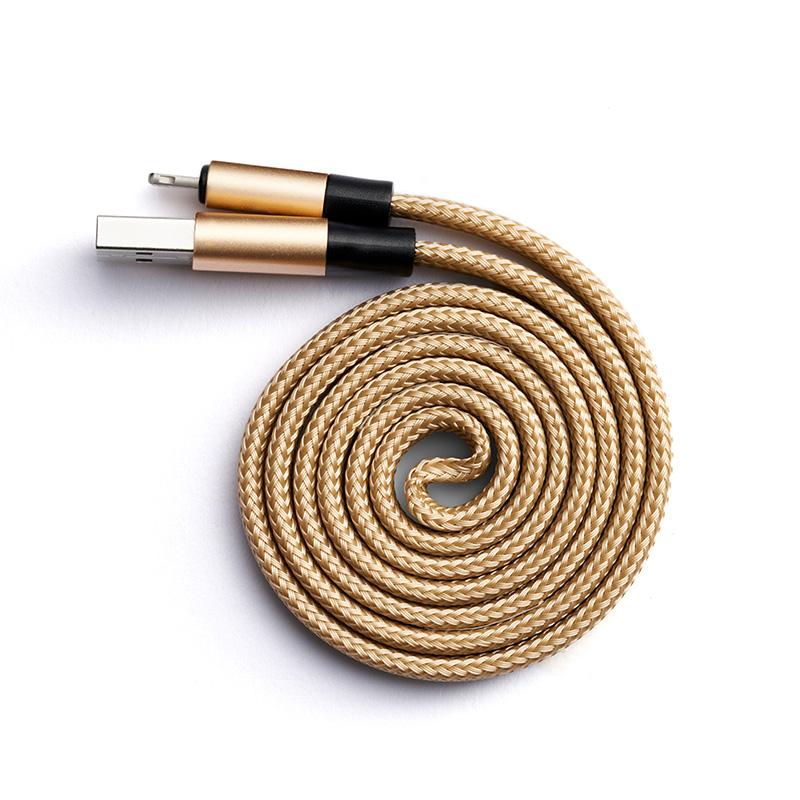 Self coil USB charging cable for iPhone in gold