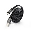 Self coil USB charging cable for Type C in space grey angle view
