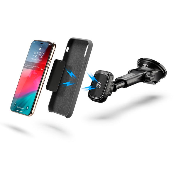 Magnetic long arm car mount for iPhone and case