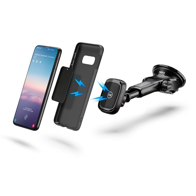 Magnetic long arm car mount for Samsung phones and case